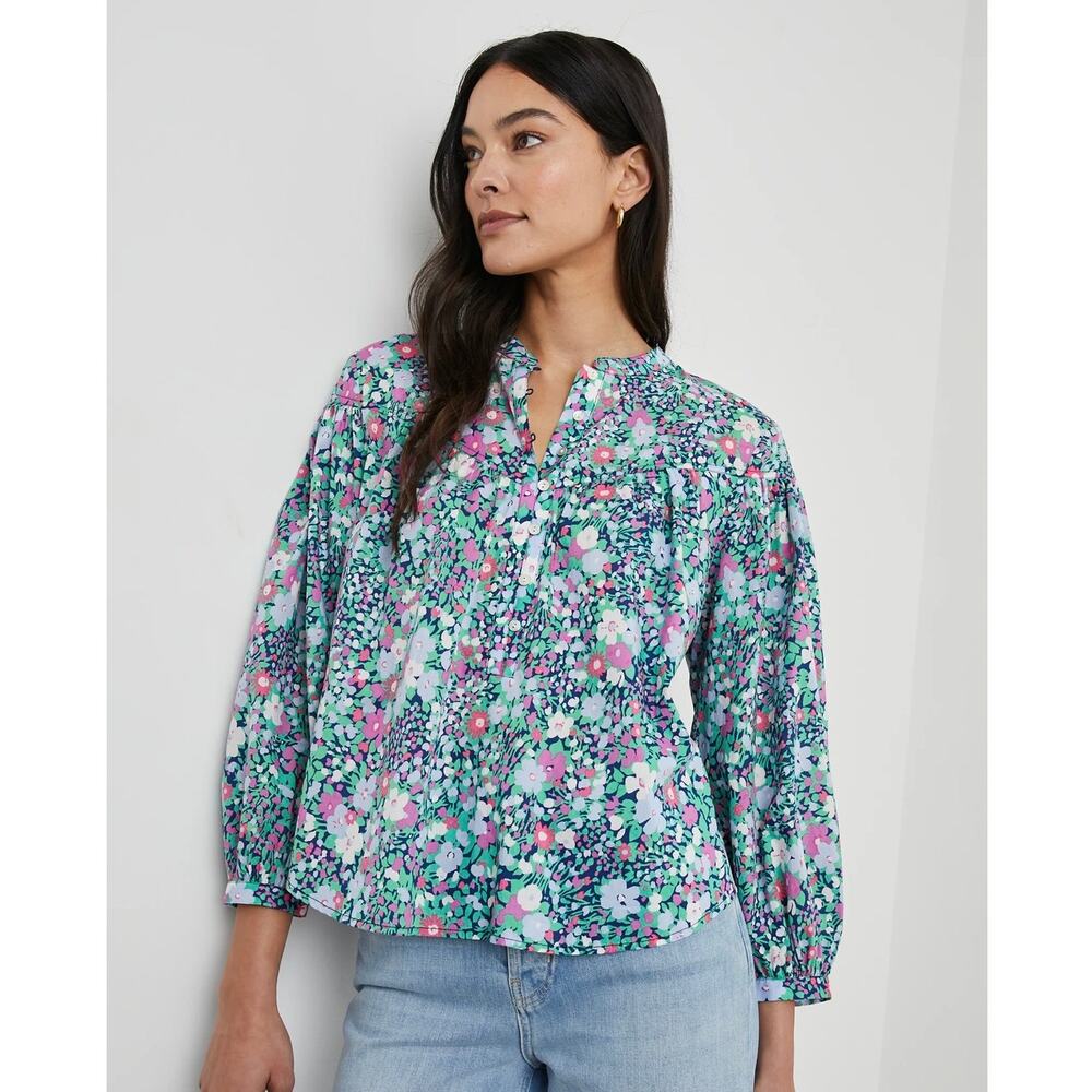 RAILS floral flowy cotton lightweight oversized button up long sleeve blouse XS